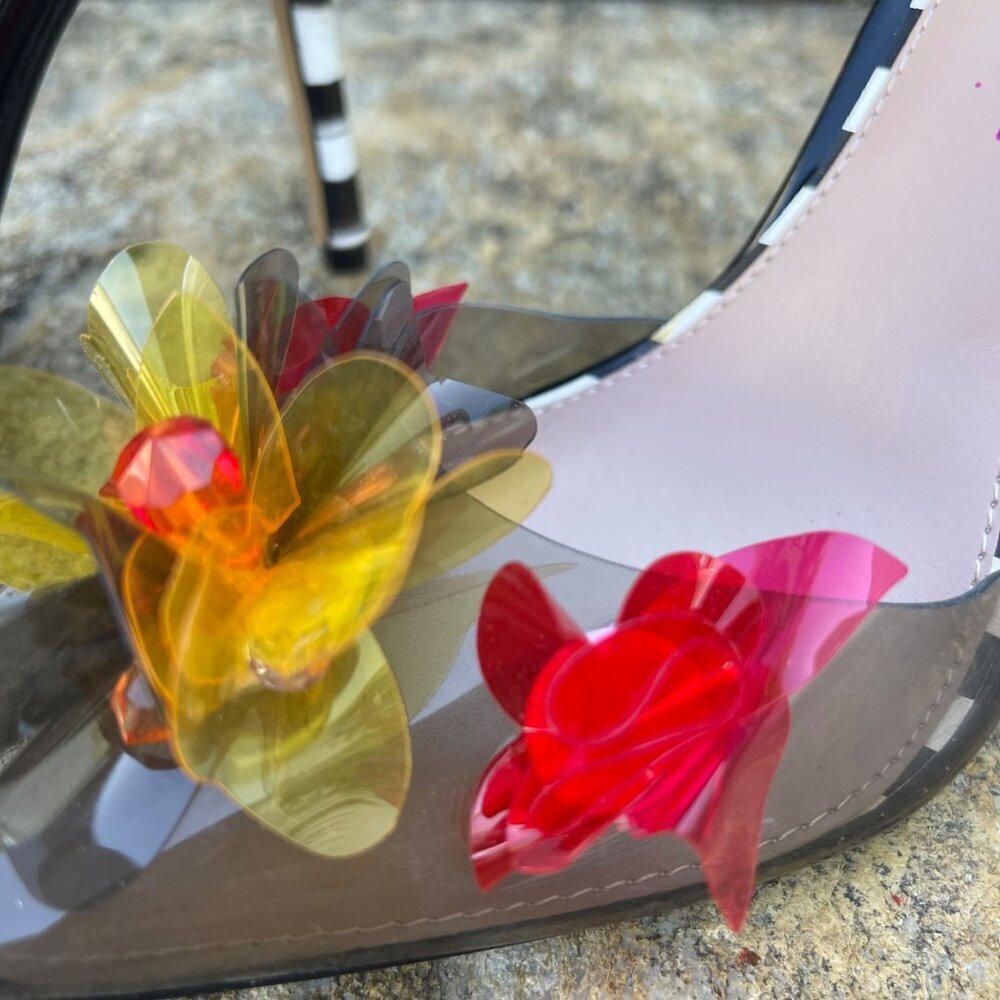 Betsey Johnson Heels Size 6.5M Whimsigoth Y2K Flower Ankle Strap Stiletto - Picture 7 of 12